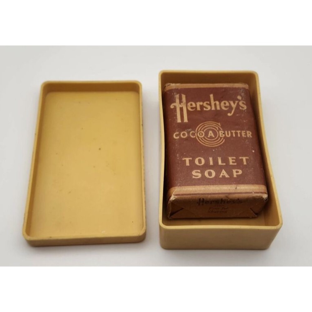 Vintage Hershey's Cocoa Butter Toilet Soap Bar Unopened with Plastic Case 1940s